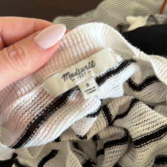 Madewell Sunview Black & White Striped Side-slit Lightweight Sweater Size Small - Picture 8 of 12